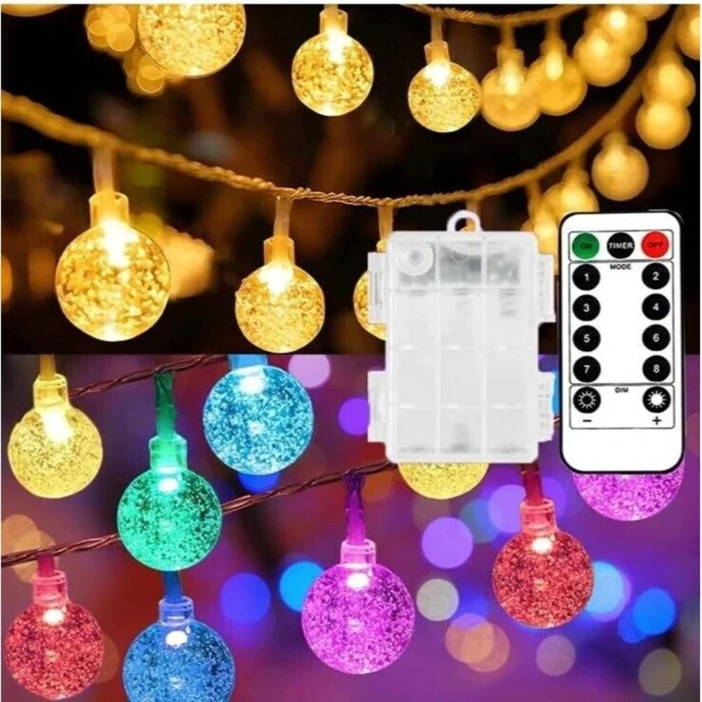 80 LED Globe String Light Battery Operated Waterproof Indoor Outdoor 40ft NEW